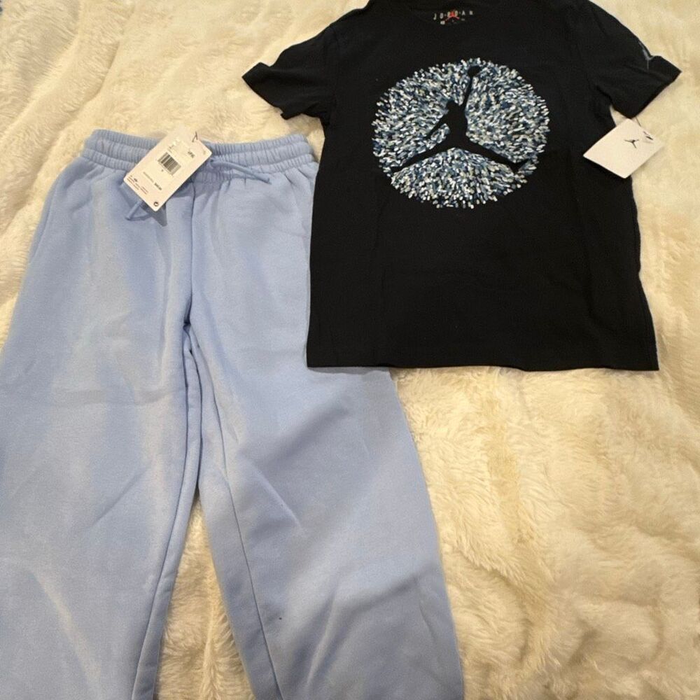 NWT Nike Jordan light blue joggers with coordinating T-shirt size small